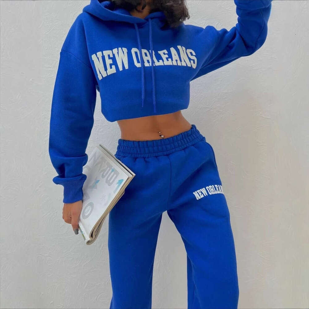 Autumn/Winter New Fleece Women's Sports and Leisure Hoodie Set for Women