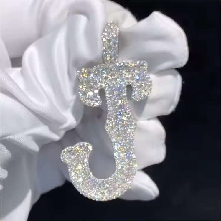 Fully Iced Letter Hip Hop Pearl Initial J Sier Silica Pendant