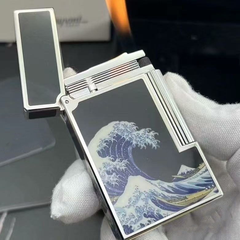 Memorial Lighters Waves Brass Metal 100% Cg Sound Soft Flame Gas Butane Refillable Cigar Cigarette Gadgets For Boyfriend
