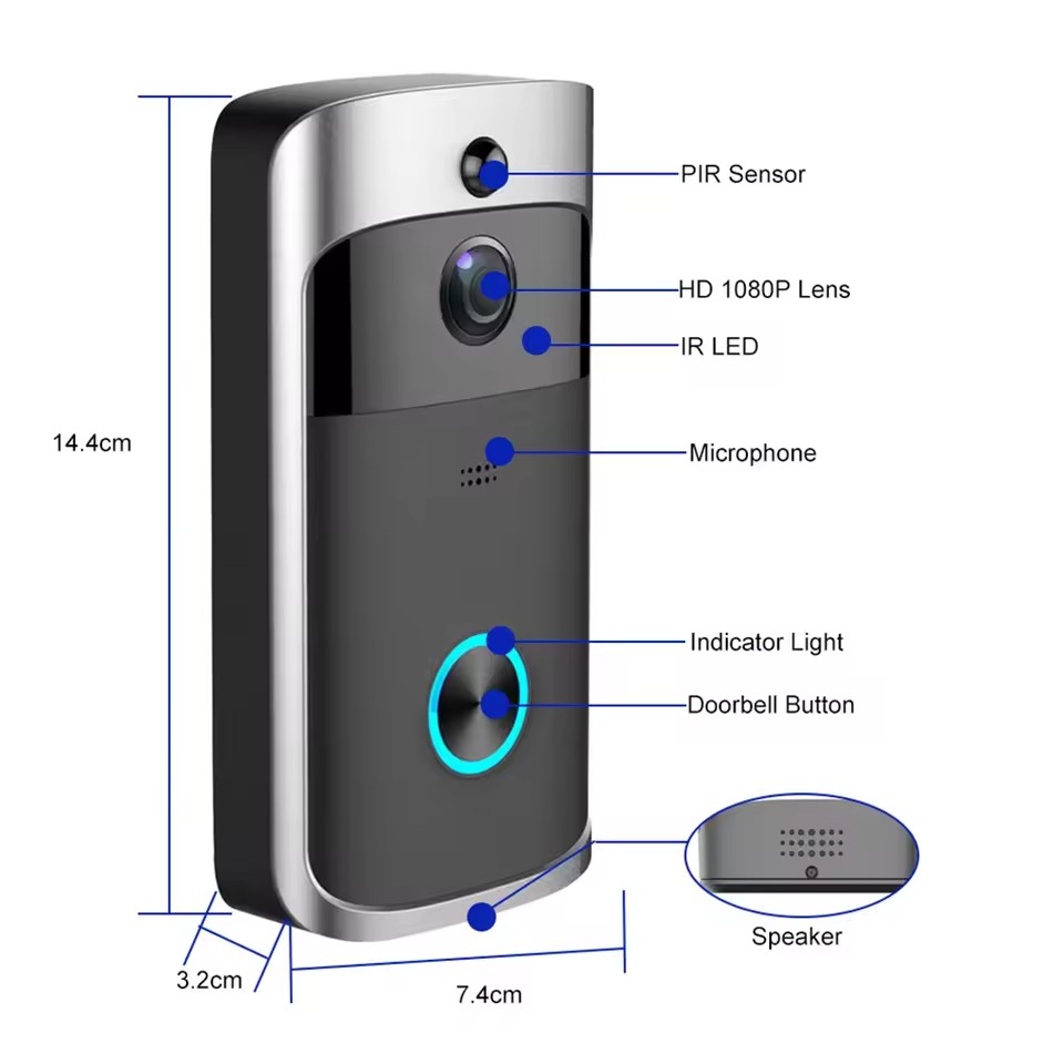 720P HD Smart Home Wireless WIFI Doorbell Camera Security Video Intercom IR Night Vision AC Battery Operated House Door Bell New V5