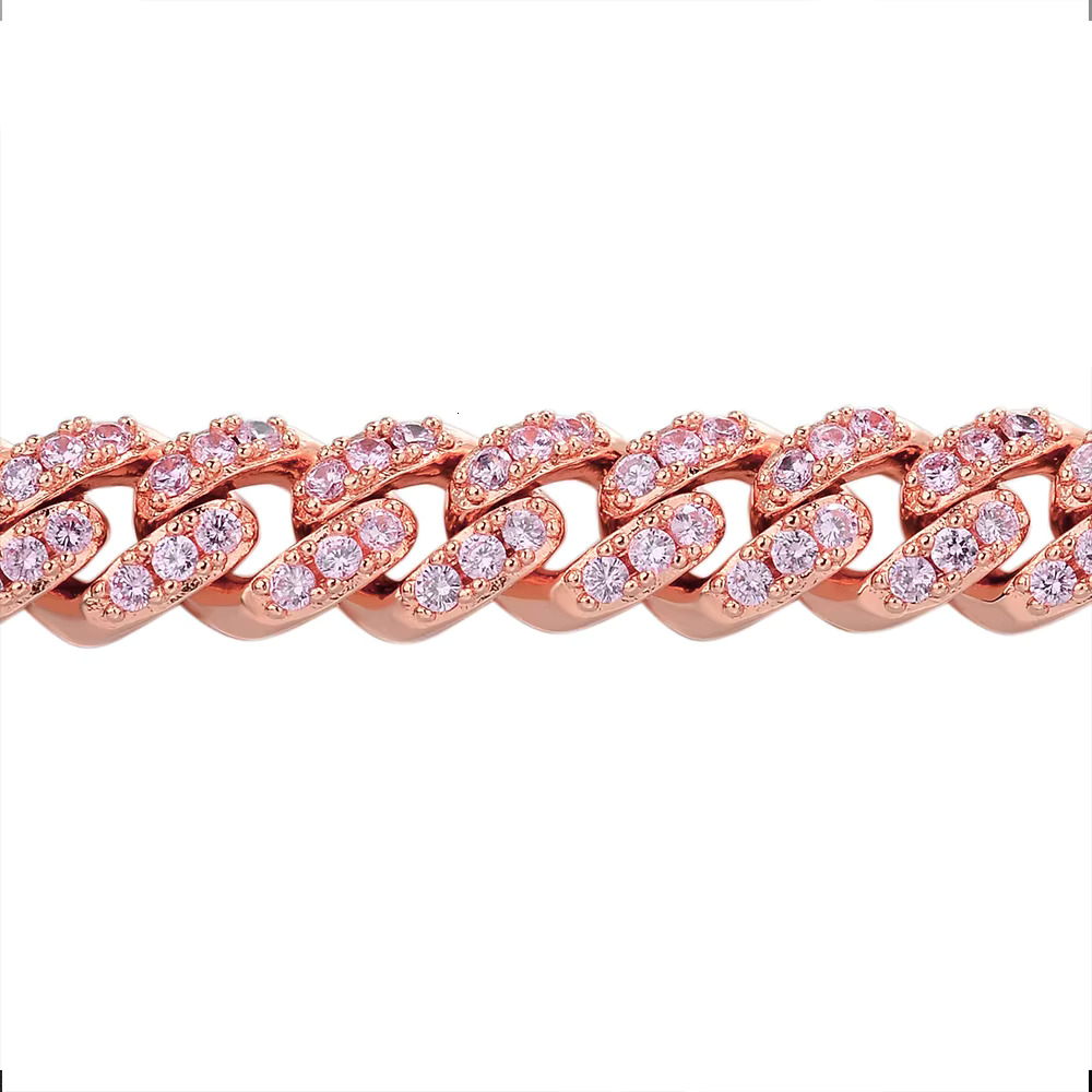 Fashion Hip Hop Rose Gold Plated 10mm Iced Out 5A Zircon Diamonds Brass Micro Pave Miami Cuban Link Chain Necklace for Mens