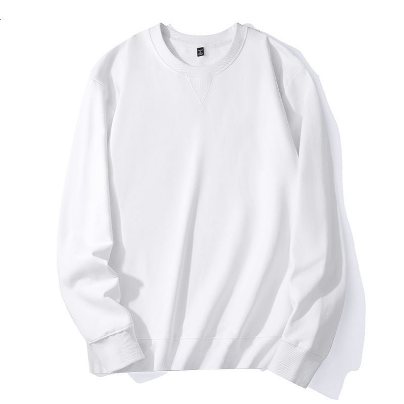 High quality 340G pure cotton hoodie mens loose loop top spring and autumn round neck hoodie without hat t-shirt 240819