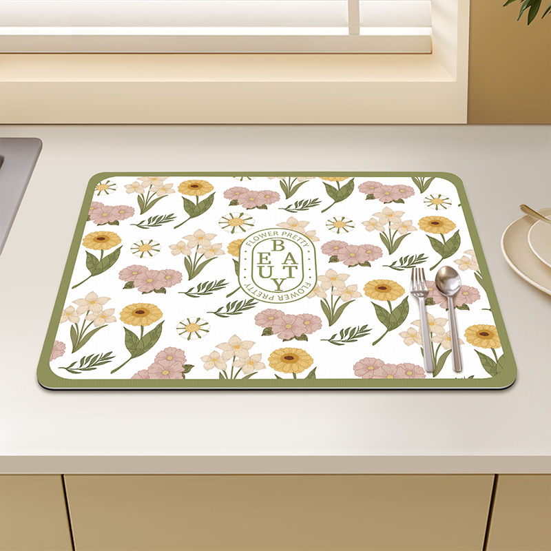 Drain pad countertop diatom mud absorbent pad bowl and dish water control pad desktop insulation tea mat Z9QQ01