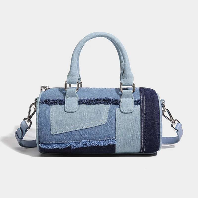 Cydrical Boston Messenger Bags For Women Designer Handbag Purses 2024 New In Fashion Denim Splicing Shoulder Crossbody