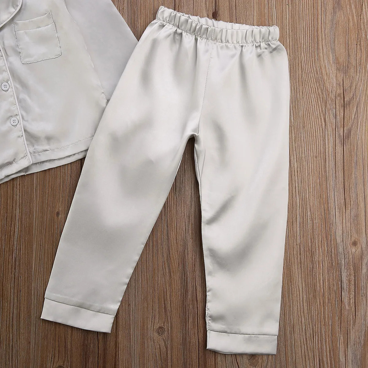Fashion Baby Kid Girls Satin Autumn Winter Pajamas Set Solid Long Sleeve Button TopsLong Pants 2PCS Outfits Set 250312