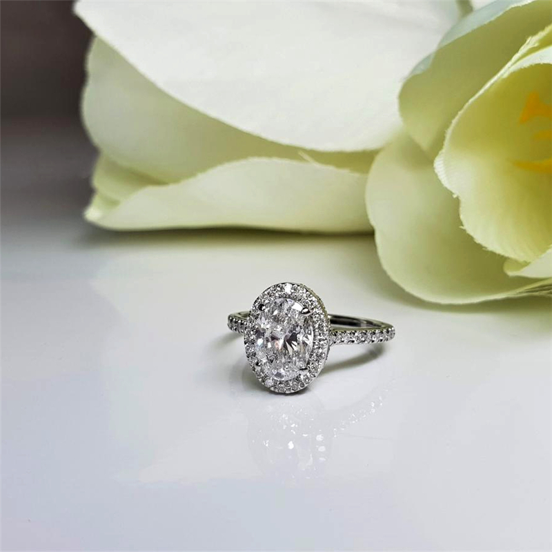 1.50 Carat Oval Lab Diamond White Gold Oval Cut Halo Engagement Vintage Fancy Ring For Women IGI Certificate E VS1 Half Band Ring