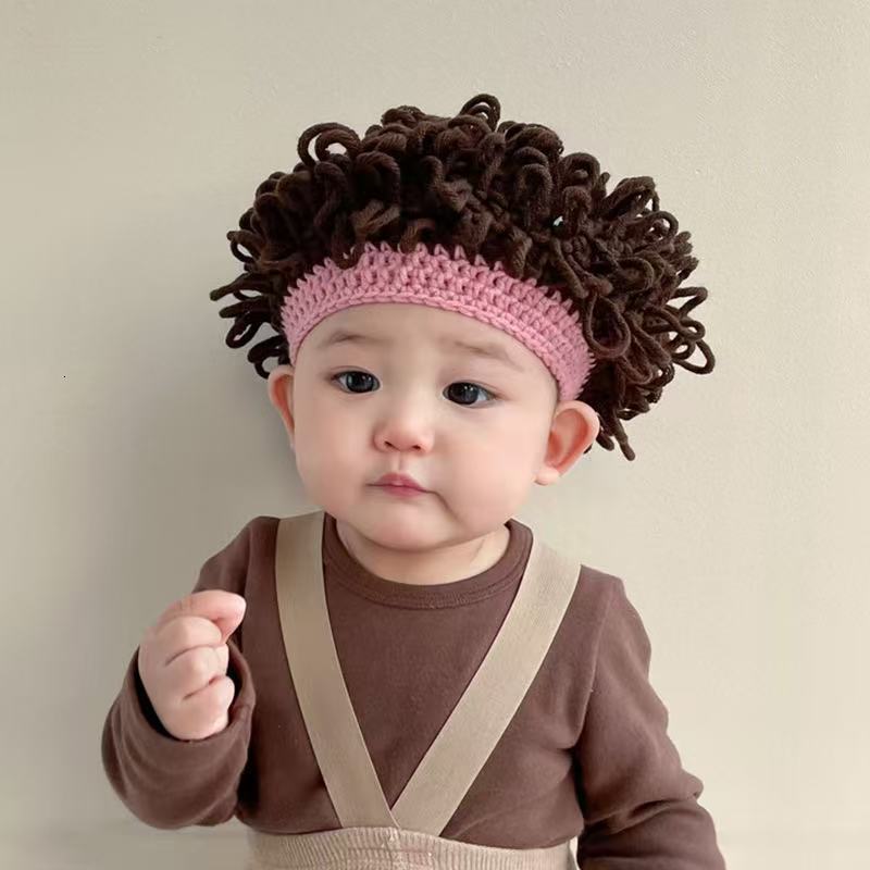 baseball cap Children's wig autumn/winter 2025 new style funny 100 day shooting explosive head baby yarn hat