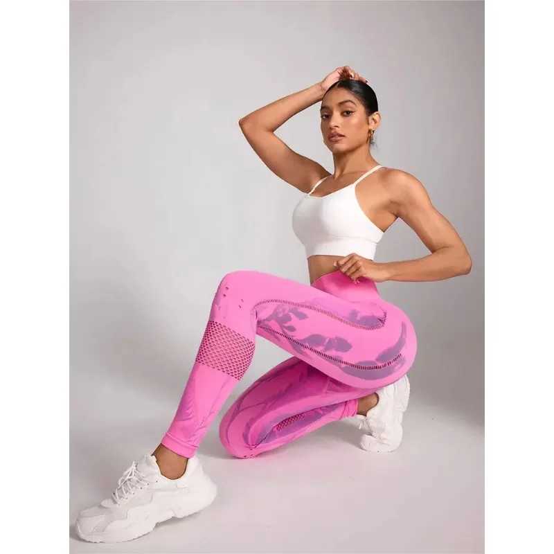 Active Pants Women Stretchy Pants Gym Tie-Dye Leggings for Women Seaml High-Waisted Hollow Out Tight-Fitting Workout Leggings Y250312787B