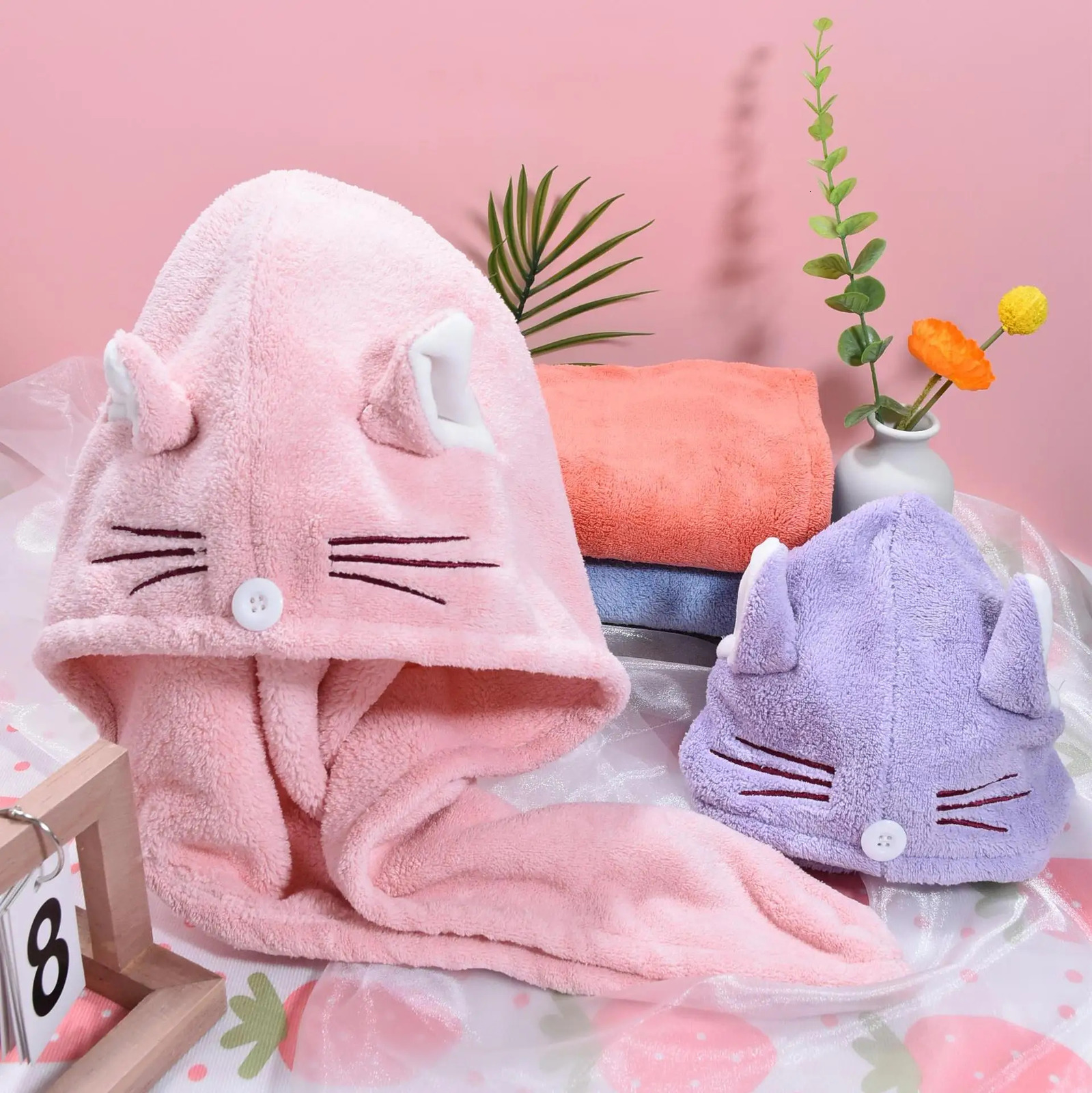 Ultra fine fiber quick drying hair cap bathroom womens head towel cute for girls home shower dry textile 250304