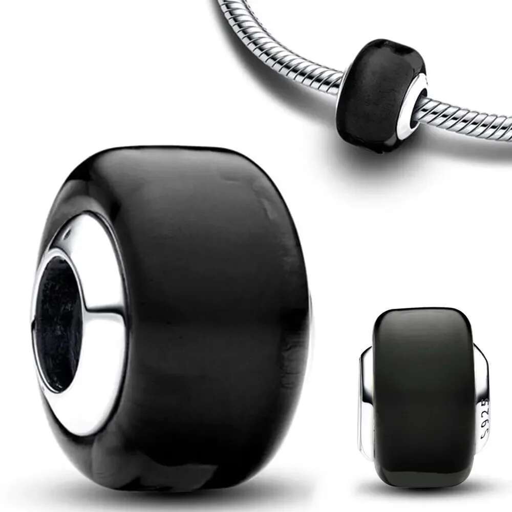 925 Sterling Silver Beads Golden Mini Murano Glass Charm Fit Women's Bracelet Diy Jewelry Making Gift