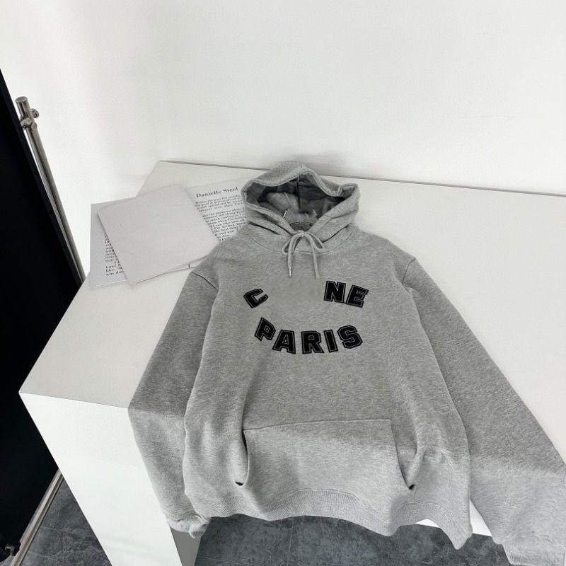 Women fashion men gray color logo letter flocking casual hooded designer sweatshirts coats SML