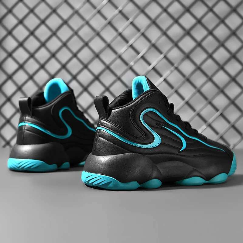 Leather basketball men's sports shoes, soft sole design, lightweight