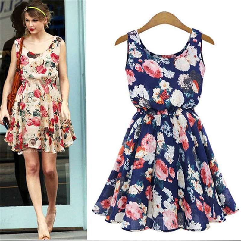 New European And American Women's Chiffon Dress Summer Sleeveless Ral Large Size MIDI Skirt