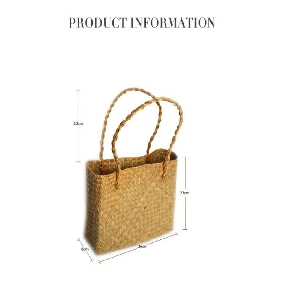 Basket Straw Tote For Women Rattan Handmade Beach Hand Bags Ladies Bamboo Woven Holiday Shoulder Bag