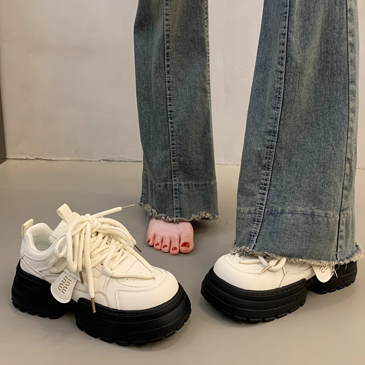 High End Multifunctional White Shoes For Women Height Increasing Thick Soled Fashion Designer 2025 New Autumn Sponge Cake Casual Sports And Leisure Sh