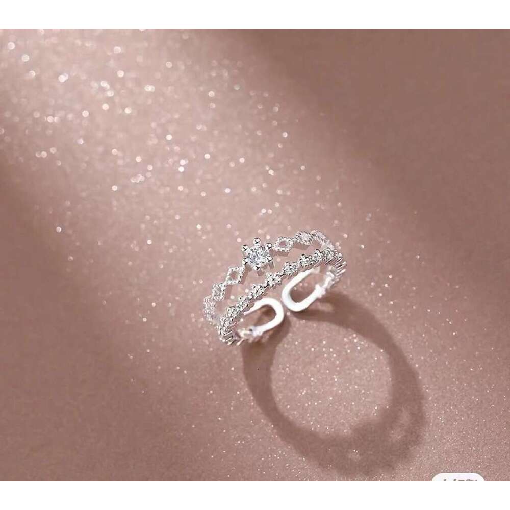 Designer for womenClassic Ring Small Fresh Lace Double Layer for Women with Ins Style Sweet Opening Ring, Student Personalized Trendy Ring