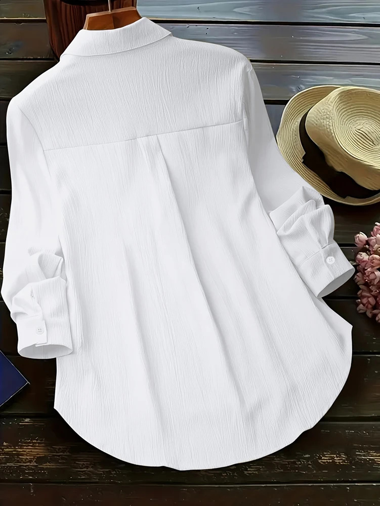 Plus Size Womens Long Sleeve Blouse 2025 Spring Summer Loose Jacket Casual Work Jacket Button Shirt Outerwear 250313