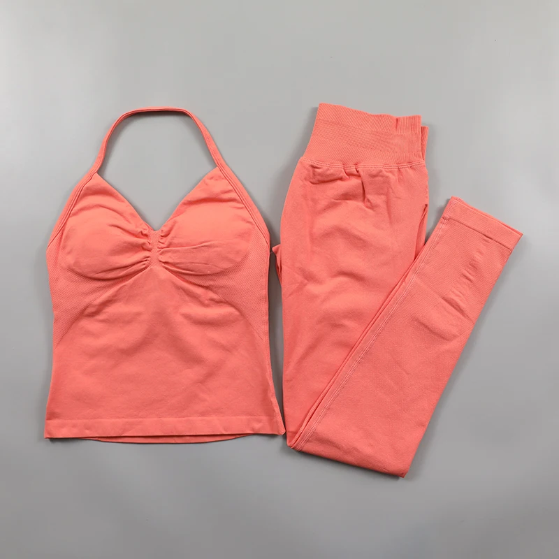 2025--Impact Set Women Padded Tank Tops Longe High Waist Scrunch Seamless Yoga Leggings Fiess Clothes Workout Sets Gym Suit Activewear Tracksuit