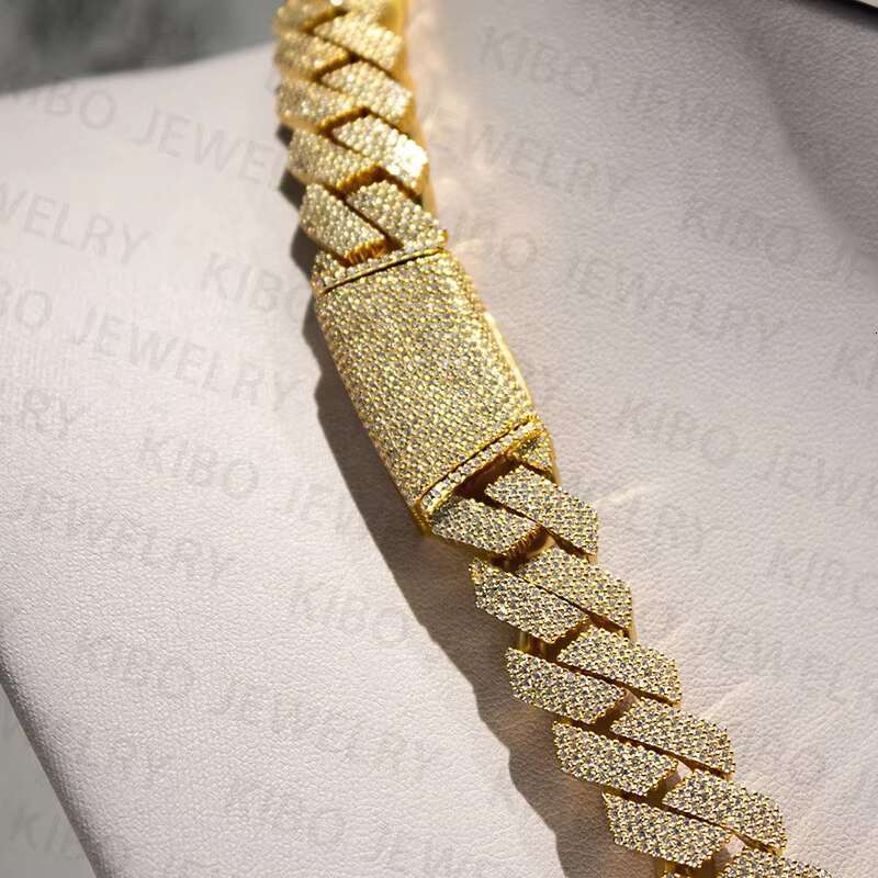14MM S Sier VVS Hip Hop Moissanite Jewelry Cuban k Chain Necklace for Men