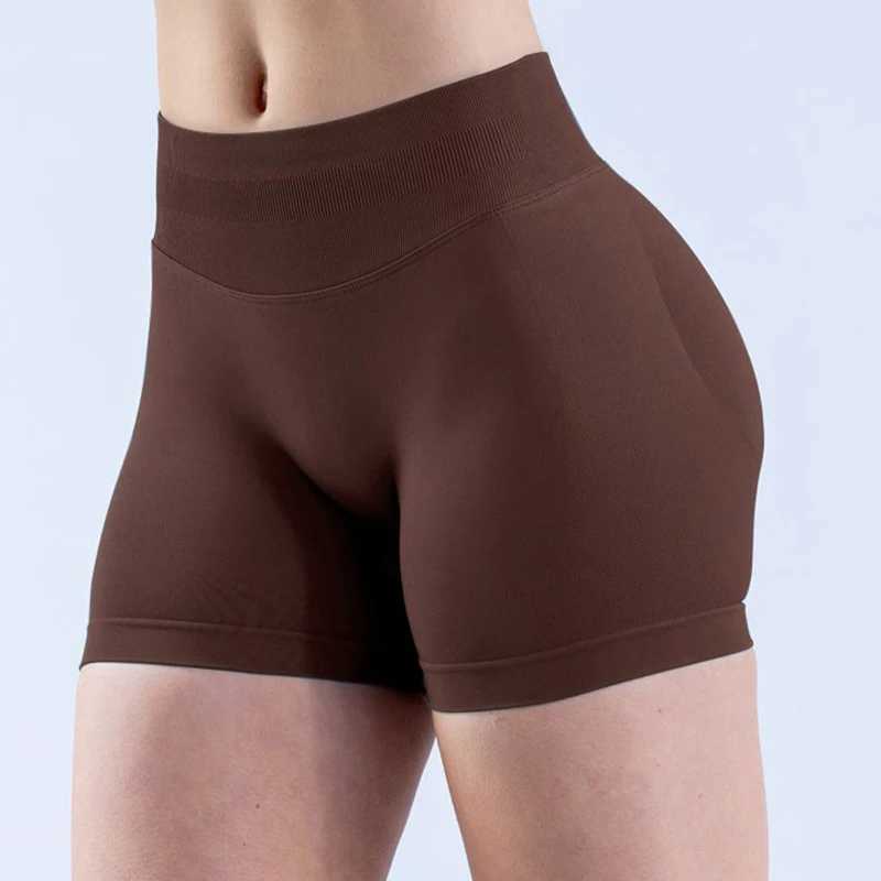 Active Shirts Tees b Impact Shorts With Solid Low Ribbed Band Shorts Seaml Scrunch Bum Workout Gym Booty Stretch Running Shorts Y250312J6CL