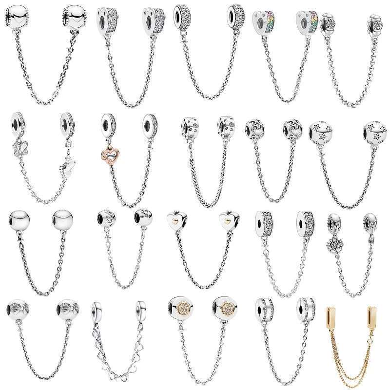 Classic 925 Sterling Silver Love Butterfly Daisy Safety Chain Beads Suitable For Ladies DIY Bracelet Gift Jewelry Charm