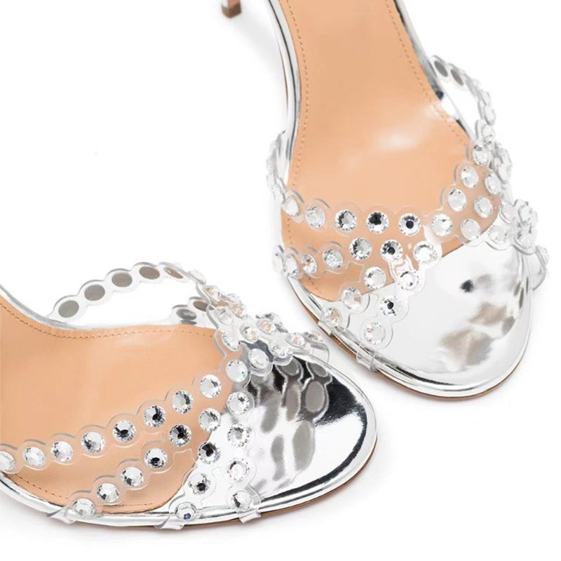 Thin-High Heel Stiletto Shoes for Ladies - Sparkling Crystal Accents & Elegant Design