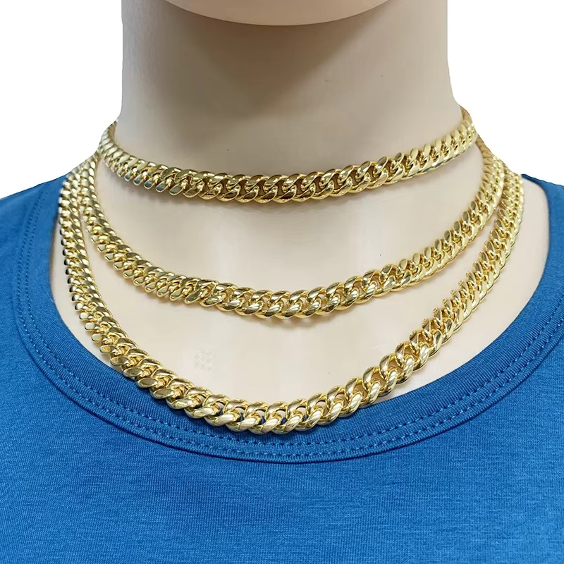 Ready to Ship Stock Stainless Steel 316L 18K Pvd Plated 8MM Miami Mens Cuban Chain Necklace