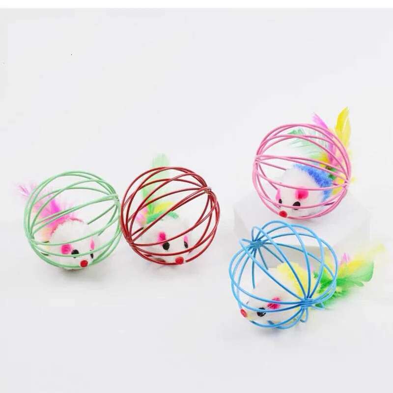 Popular Colorful In Cage Within Sand Interactive Chase Cat Mouse Toy