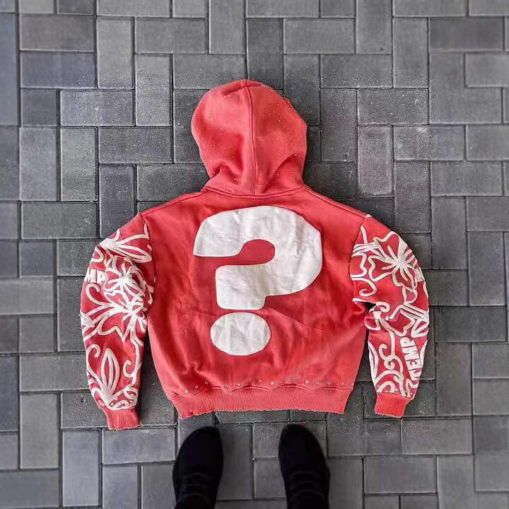 American alphanumeric 3D printed street trend Y2K destroyed hoodie loose pullover sweatshirt