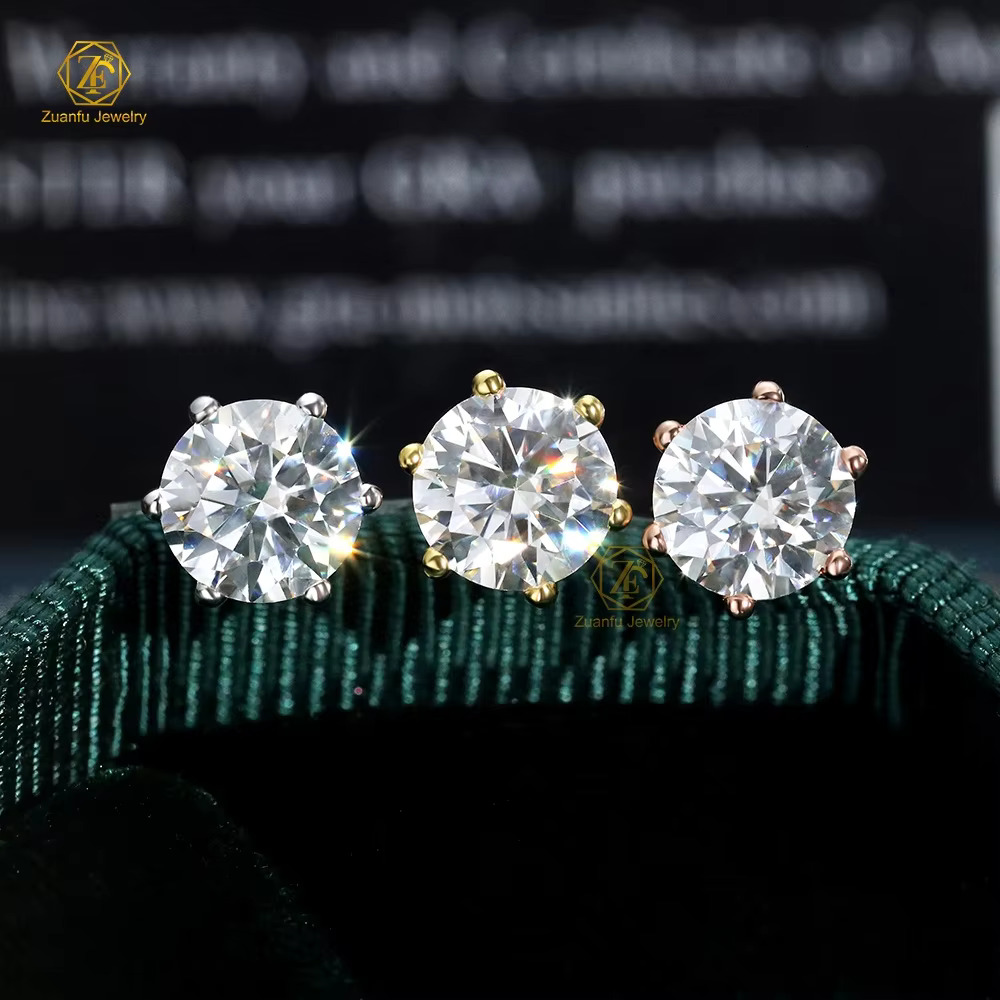IGI Certified Lab Diamond Earrings Pure 14k Solid Gold Round Brilliant Cut Diamond AU585 05ct 1ct 15ct Lab Grown Stud Earrings
