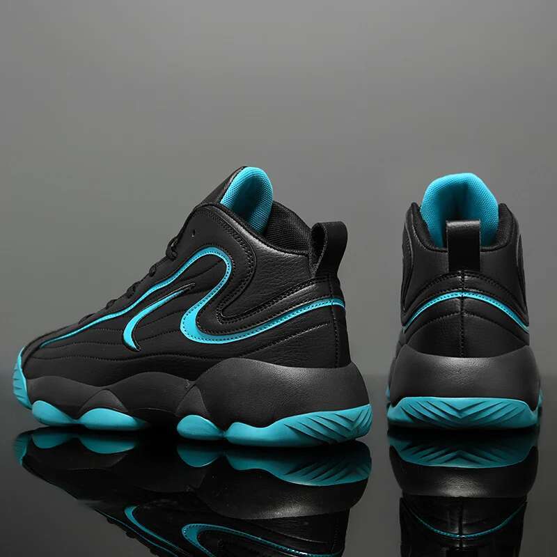 Leather basketball men's sports shoes, soft sole design, lightweight