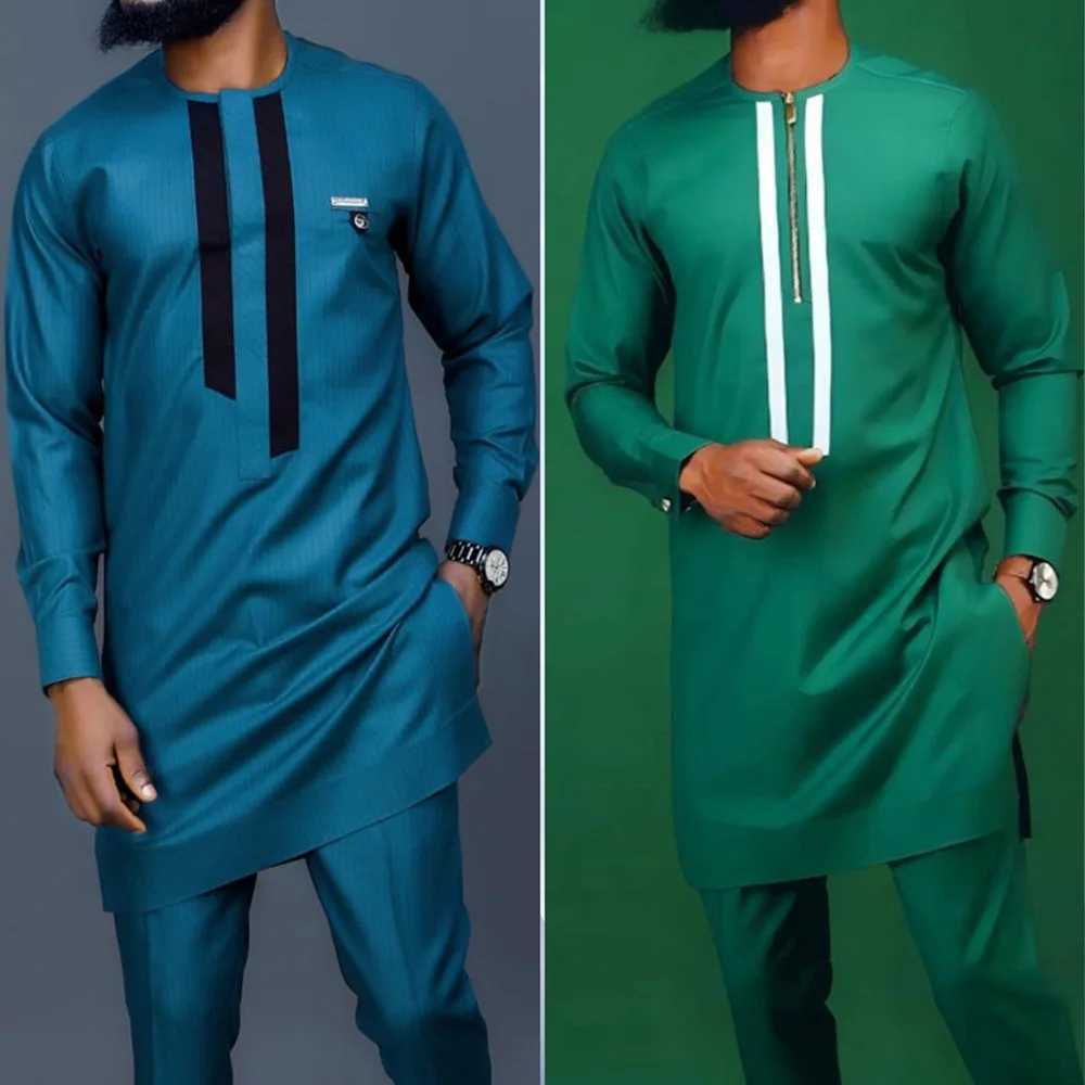 Summer African Mens Traditional Elegant Set Osaka 2PCS Shirt and Pants Full Set Designer Clothing Abaya Brand Clothing X2503132