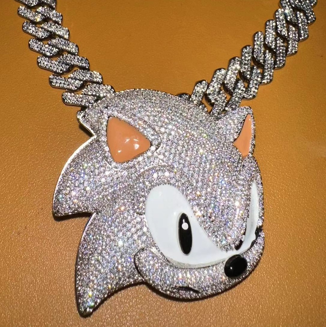 custom pendant cuban Moissanite chain Dia Necklace Iced Out Hip Hop Letter Name Pendant Chain For Men Custom Jewelry