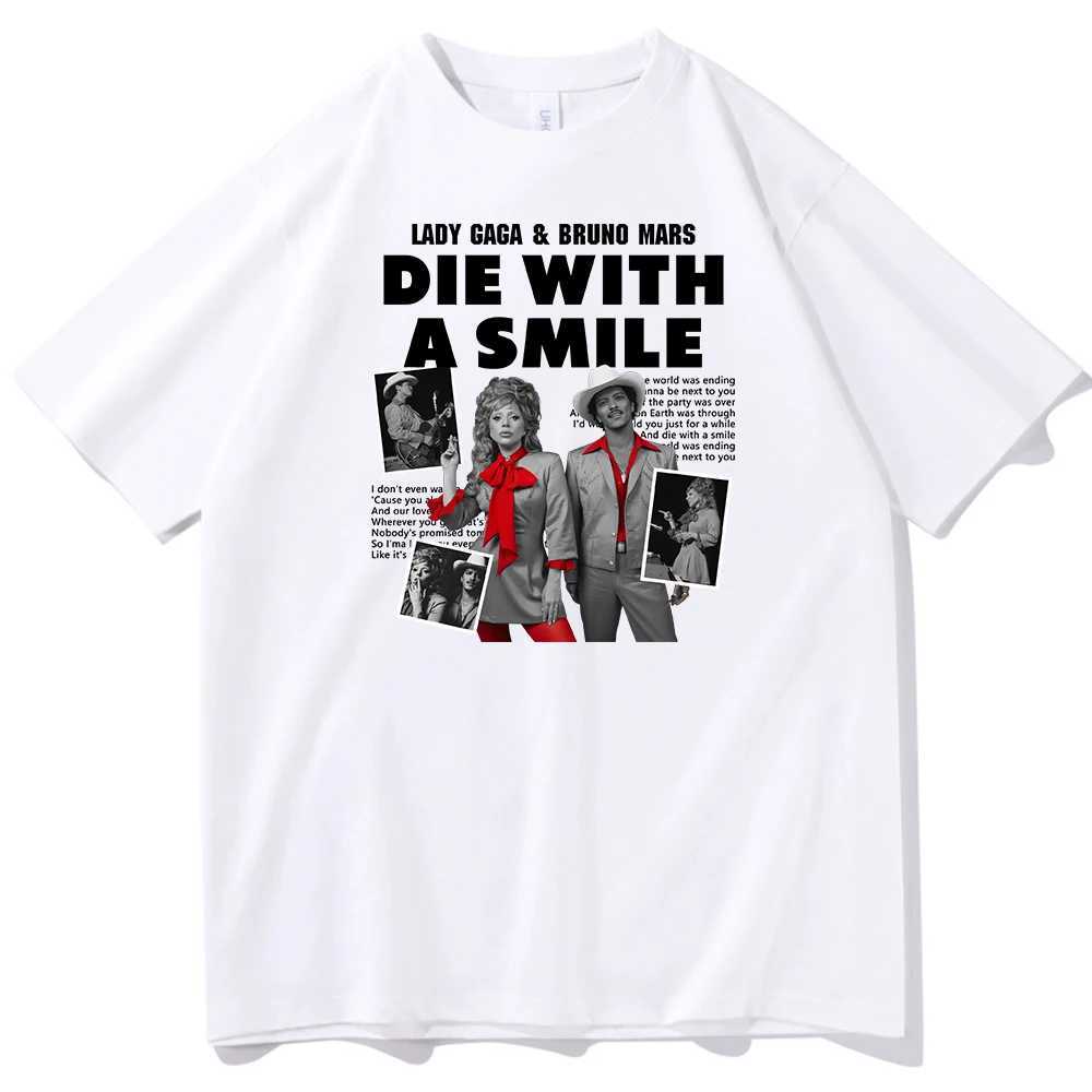 Lady Gaga Bruno Mars Die With A T-shirt O-Neck Short Slve Shirts Fans Gift X250313
