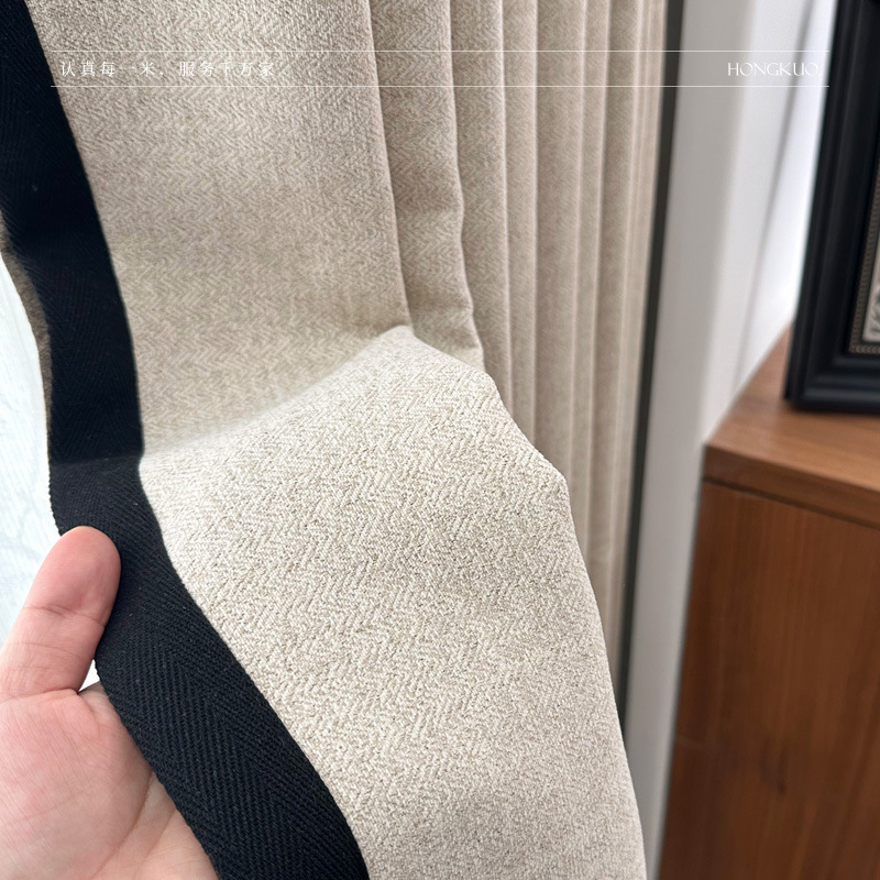 C345 Ancient style jacquard dark pattern chenille curtain high light-blocking high quality curtains washable black edge shape