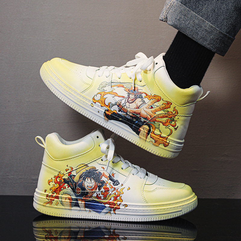 2025 New Chinese Couple Live Streaming Style Designer Trendy Fashion Anime One Piece Drawing Board Casual Shoes Men's Edition