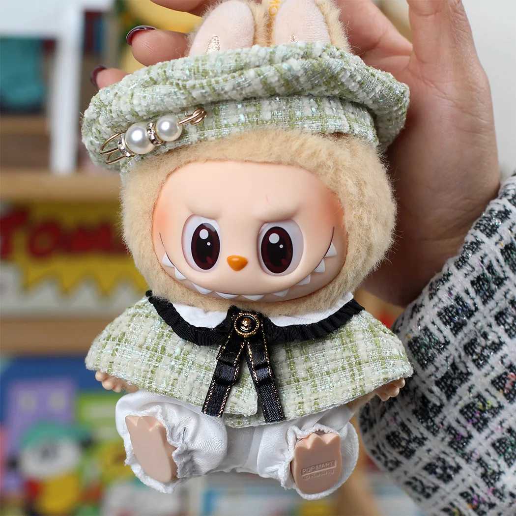 17cm Cute Mini Plush DollS Clothes Outfit Accessories For Labubu Dolls Clothing Gift Sitting Party Series Hat Jumpsuit T-ShirtT250313