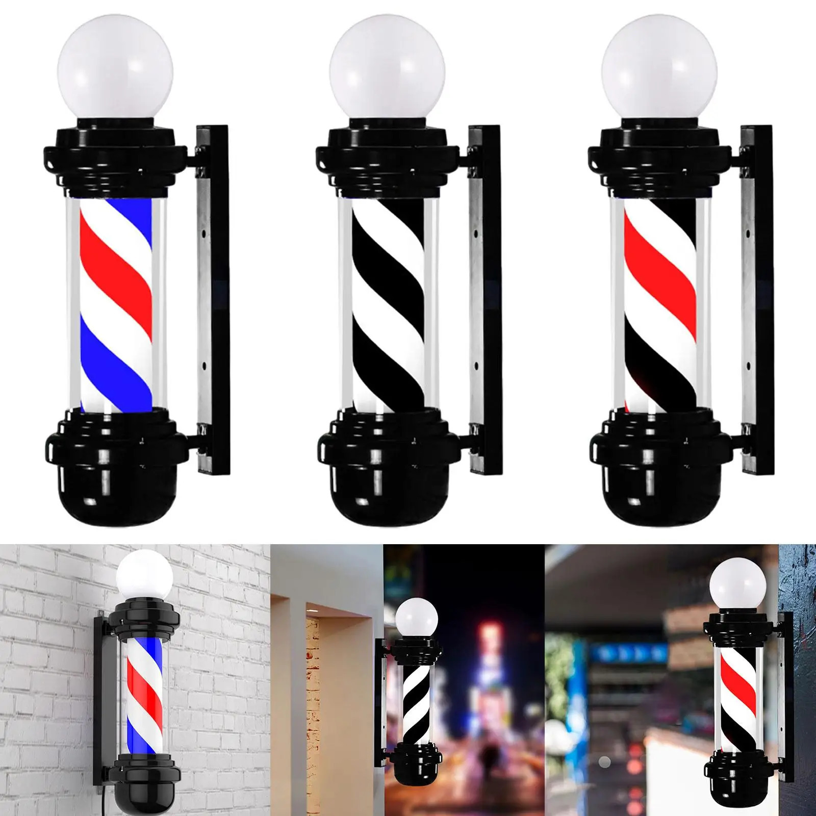 23.6 inch barbershop pole light classic logo rotating strip light salon open logo light used for outdoor and indoor barbershops in salons 250312