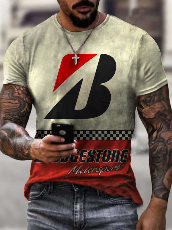 Summer digital European and American men's 3D printed round neck short sleeved T-shirt 2025 new casual versatile fashion clothing