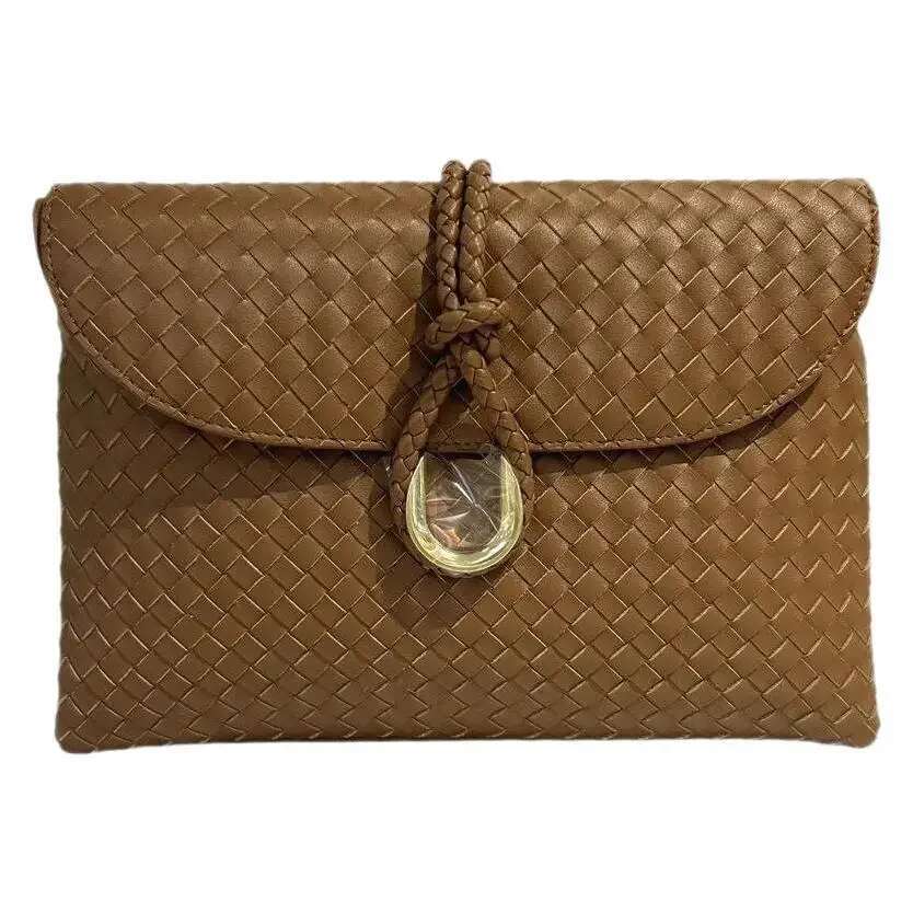 Home Cow Woven Genuine Leather Women's Bag Small Red Book Bloggers Same Style Handheld Evening Banquet Flip Single Sho