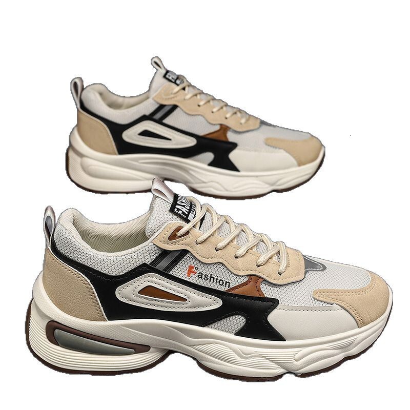 2025 New Spring Men's Designer Trendy Fashion Breathable Mesh Youth Sports Korean Edition Multi functional Thick soled Casual Shoes