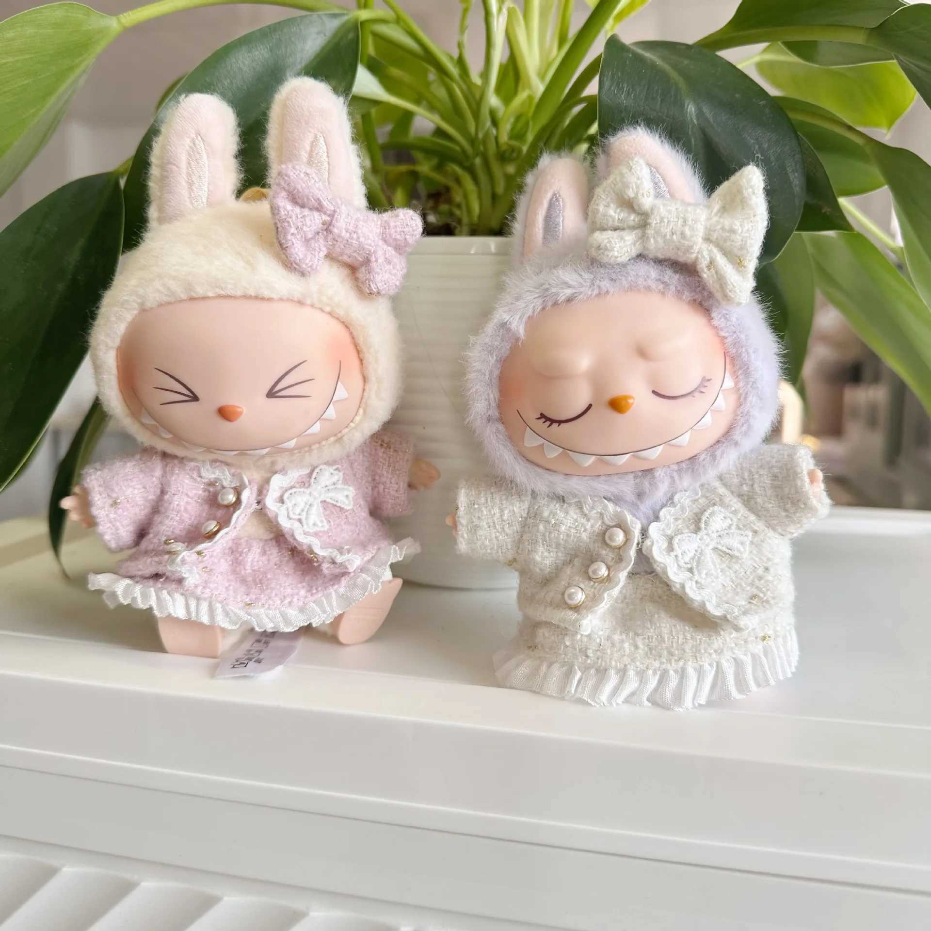 Mini DollS Clothes Outfit Accessories For Korea Kpop Exo 15cm Labubu Idol V2 Pink black white blue skirt set Clothing GiftT250313
