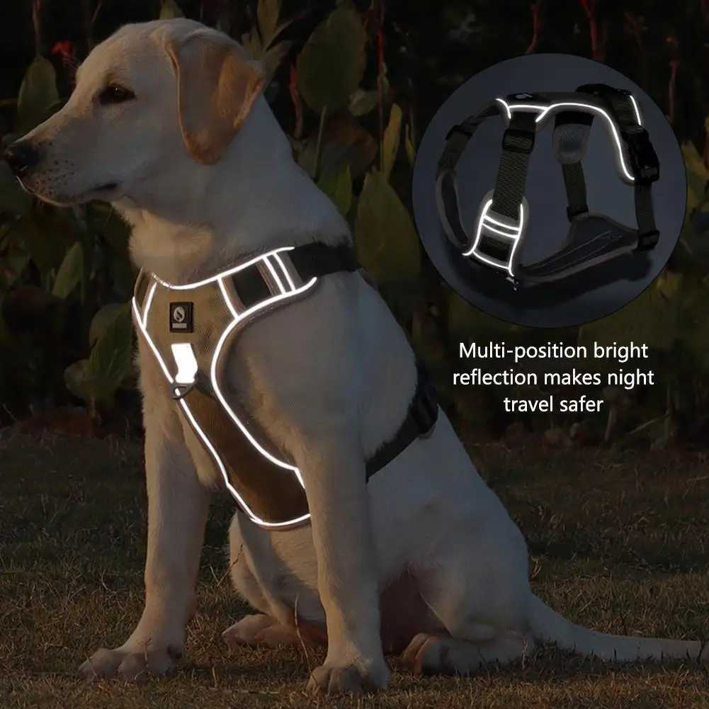 Medium Large Dog Harnesses Collar Labrador Army Reflective Adjustable Harness Oxford Cloth Pet Vest Training Hound Walk the Dog M251213
