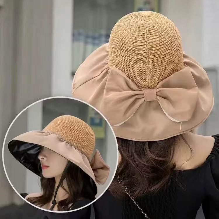 baseball cap Black rubber women with large eaves in summer, versatile outdoor UV protection, for covering face, sun hat