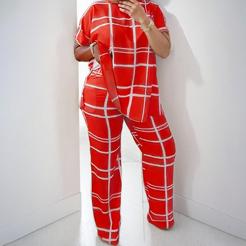 2025 Spring New Women's Printed Casual Commuting Short Sleeve Minimalist Set For Women