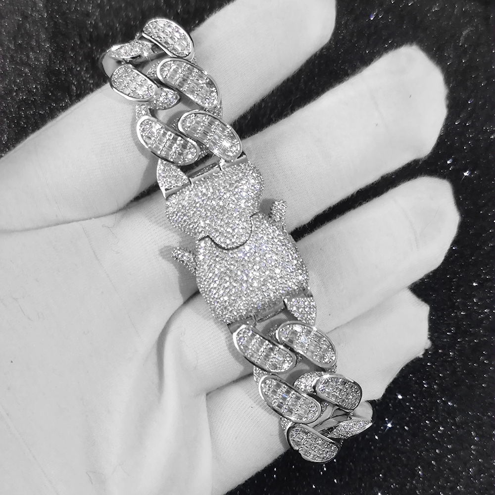 New Arrival Men Hip Hop Jewelry 18MM Special Clasp Solid Silver 925 Custom VVS Moissanite Diamond Cuban Link Necklace