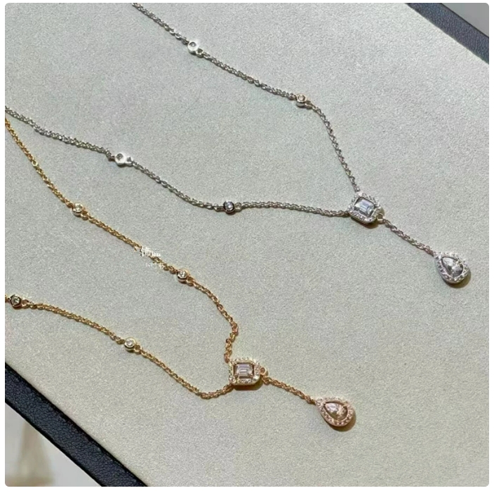 High version necklace er diamondencrusted love Drops rock sugar necklace women plated 18K beautiful girl all match personality collarbone chain Z25091