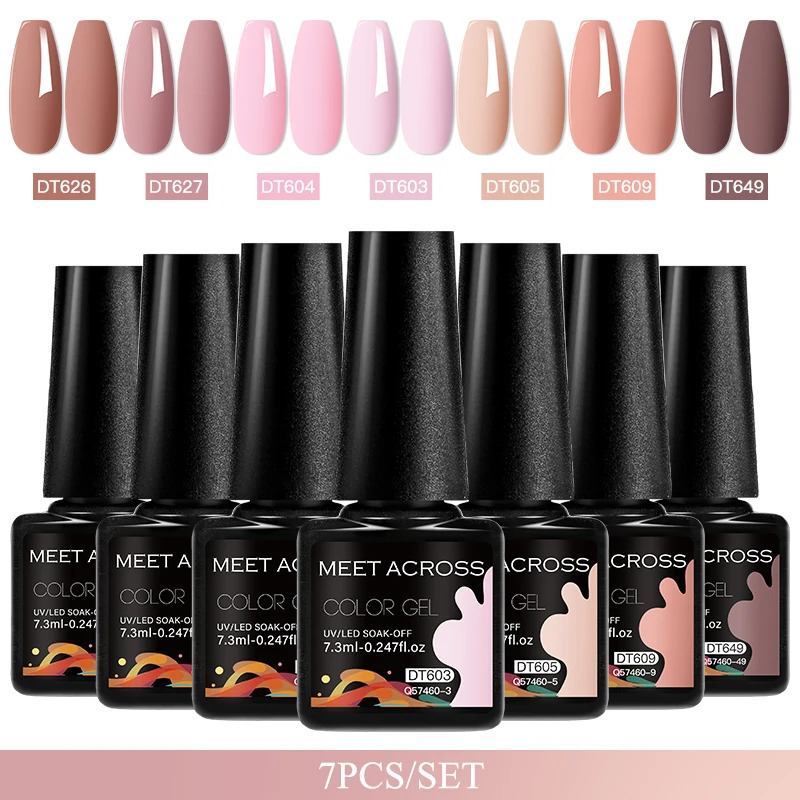 7pcs Gel Nail Polish Set For All Season 7.3ml Semi Permanent UV Gel Varnish For Lasting Manicure Kit Soak Off Nail Supplies DIY 250311