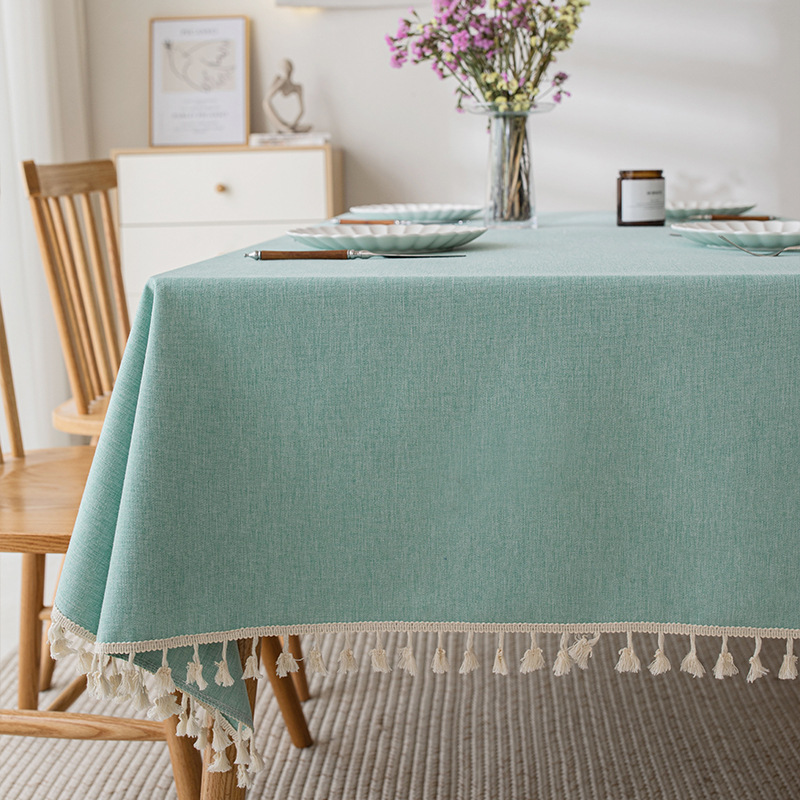 C344 Imitation cotton and linen tablecloth waterproof and oil-proof washable light luxury high-end coffee table tablecloth rectangular solid color tab