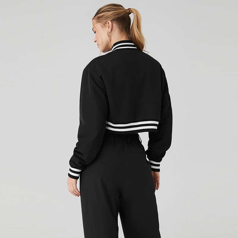 New Cropped G.O.A.T Jacket Women's Fashion Retro Letter Patch Full Button Ribbed Cuffs Slanted Pocket Warm Coat